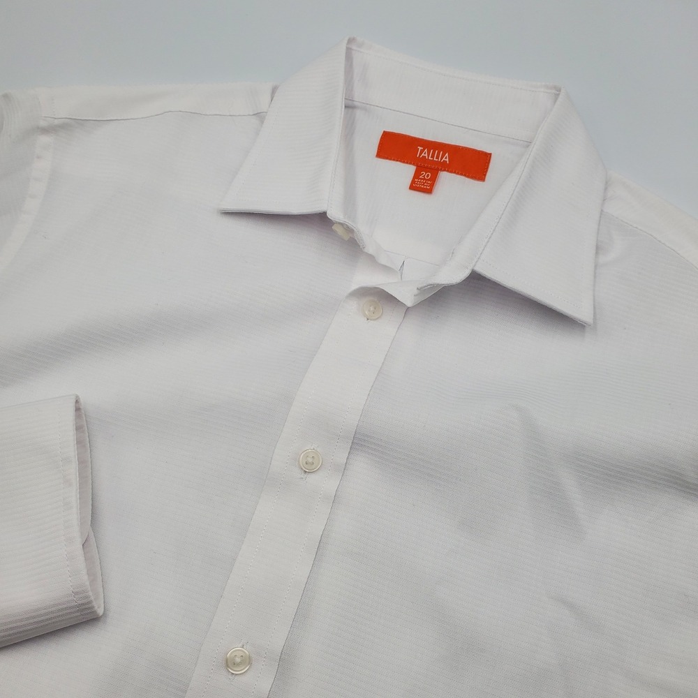 Tallia Boys White Micro Texture‎ Long Sleeve Dress Shirt Size 20 SKZ0007